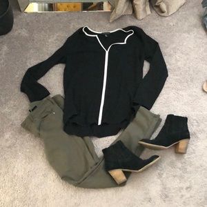 Black silk long sleeve top